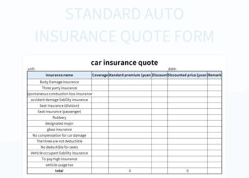 Standard Auto Insurance Quote Form Excel Template And Google Sheets ...